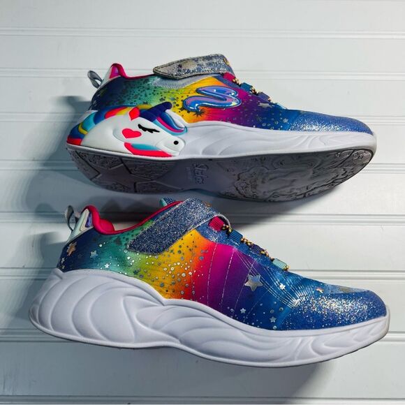 SKECHERS Purple Unicorn Rainbow Shoes Size 4 - Picture 5 of 11